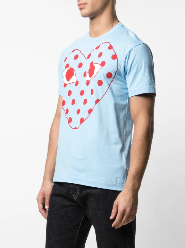 Comme Des Garçons Play Logo Print T-shirt | Blue | FARFETCH ZA