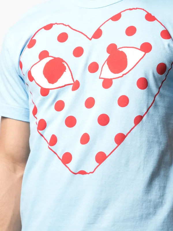 Comme Des Garçons Play Logo Print T-shirt | Blue | FARFETCH ZA