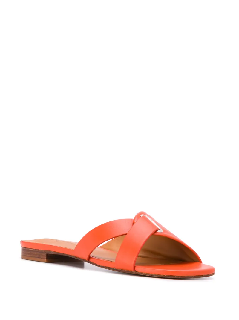 orange low heel sandals