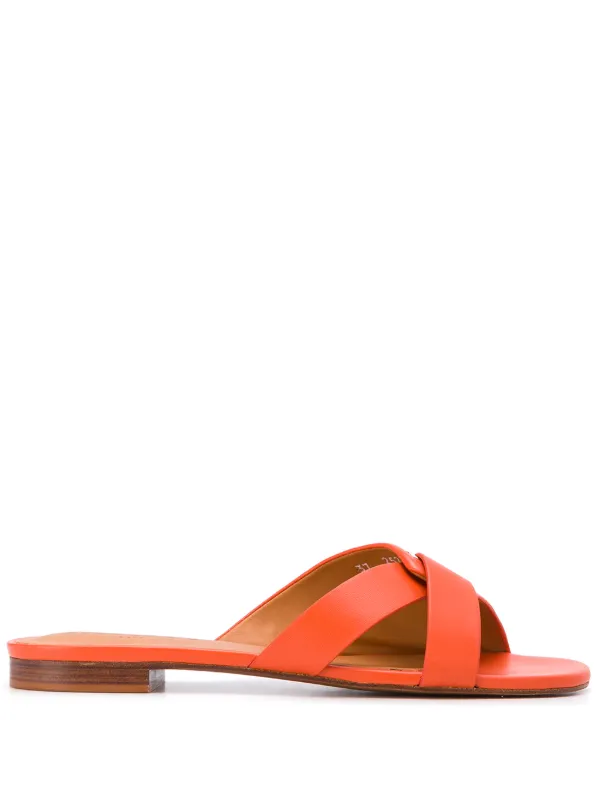 orange low heel sandals