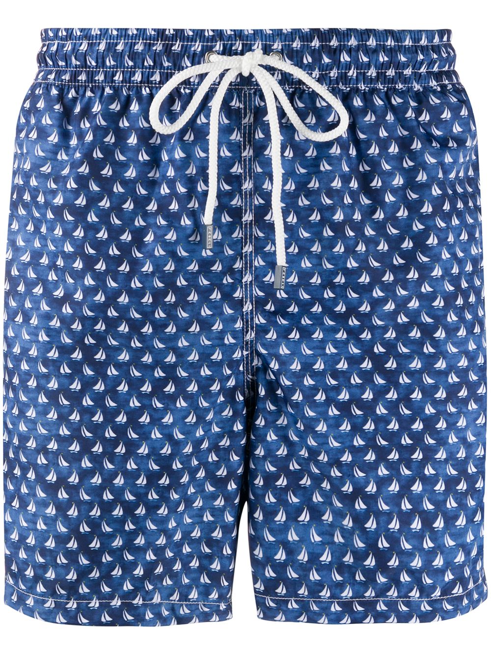 Shop Fedeli Madeira Sail Print Swim Trunks In Blue