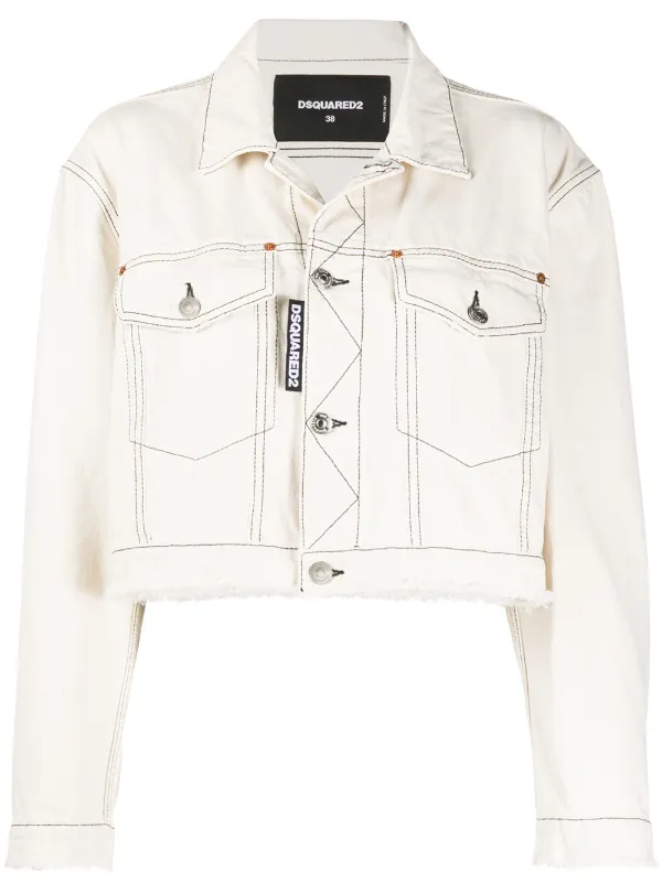 cropped denim jacket khaki