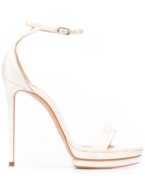 Shop Casadei Platform High Heel Sandals In White