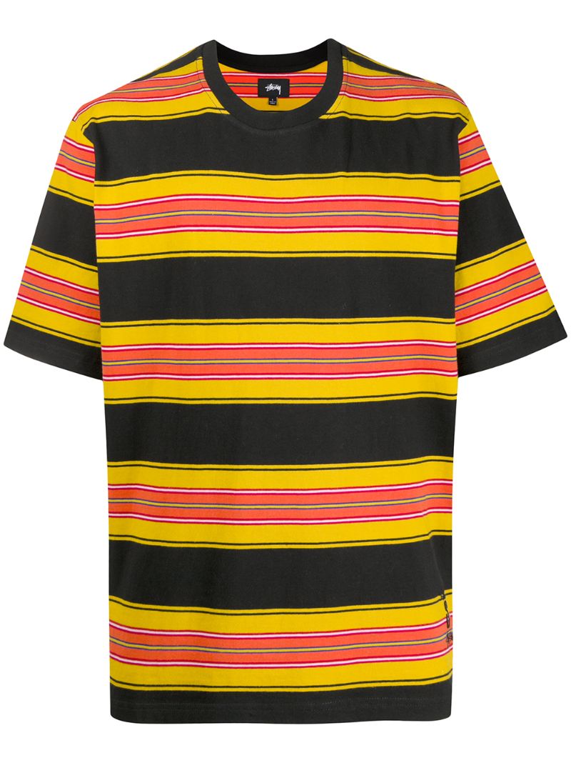 Shop Stussy Oversized Striped T-shirt In Black