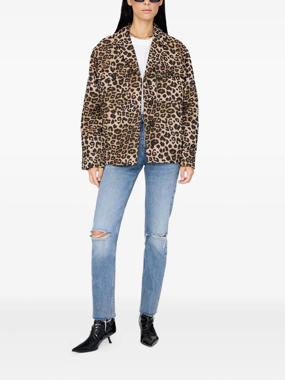  Anine Bing Jacke Mit Leoparden Print   Braun 