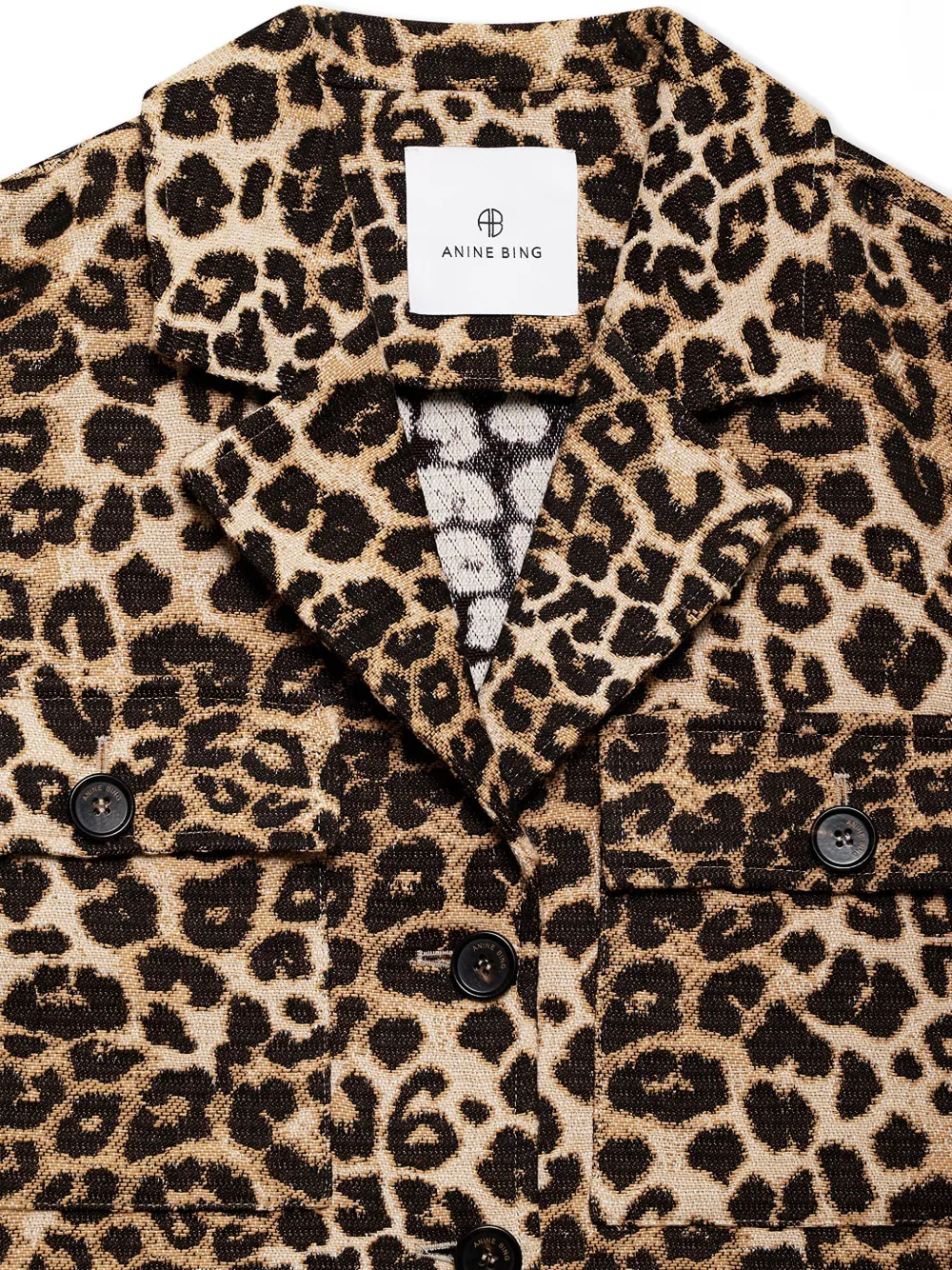 ANINE BING Jack met luipaardprint en knoopsluiting Bruin