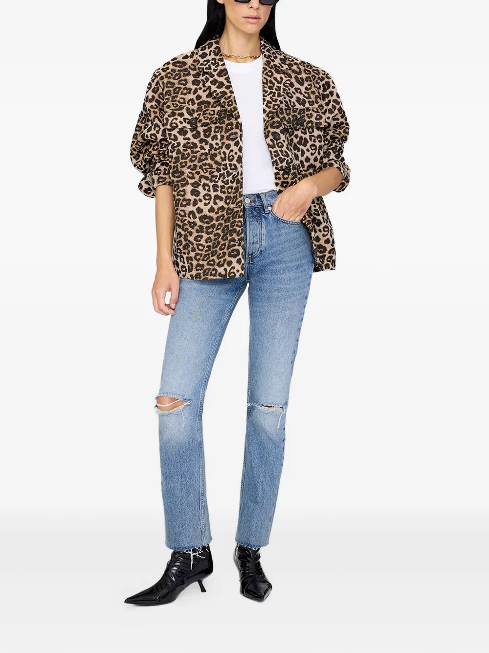  Anine Bing Jacke Mit Leoparden Print   Braun 