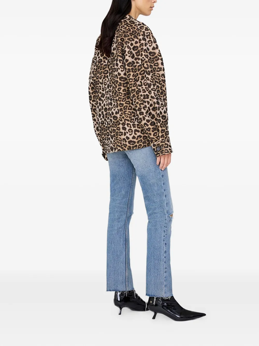 ANINE BING Jack met luipaardprint en knoopsluiting Bruin