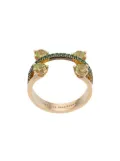 Delfina Delettrez 18kt yellow gold Linked Dots 18kt yellow gold peridot and tsavorite ring