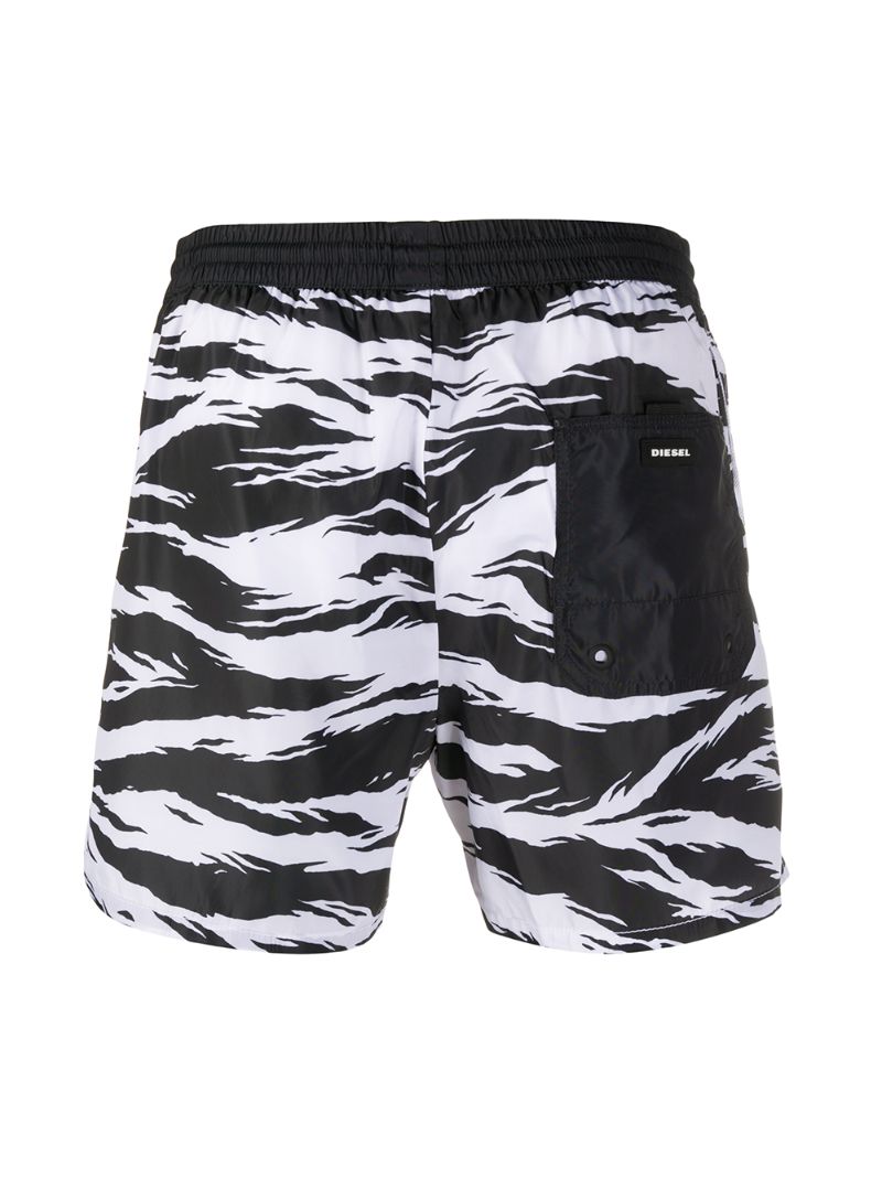 Shop Diesel Abstract Print Swim Shorts In White