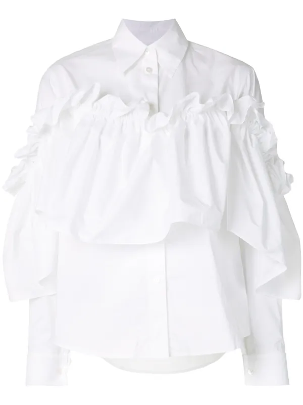 white cotton ruffle shirt