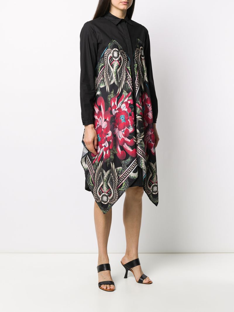 Shop John Richmond Asymmetric Embroidered Dress In Black