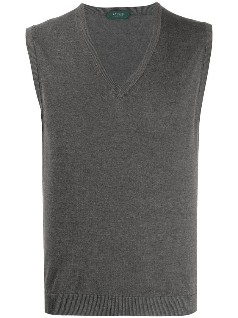 Zanone V-neck Knitted Vest In Grey