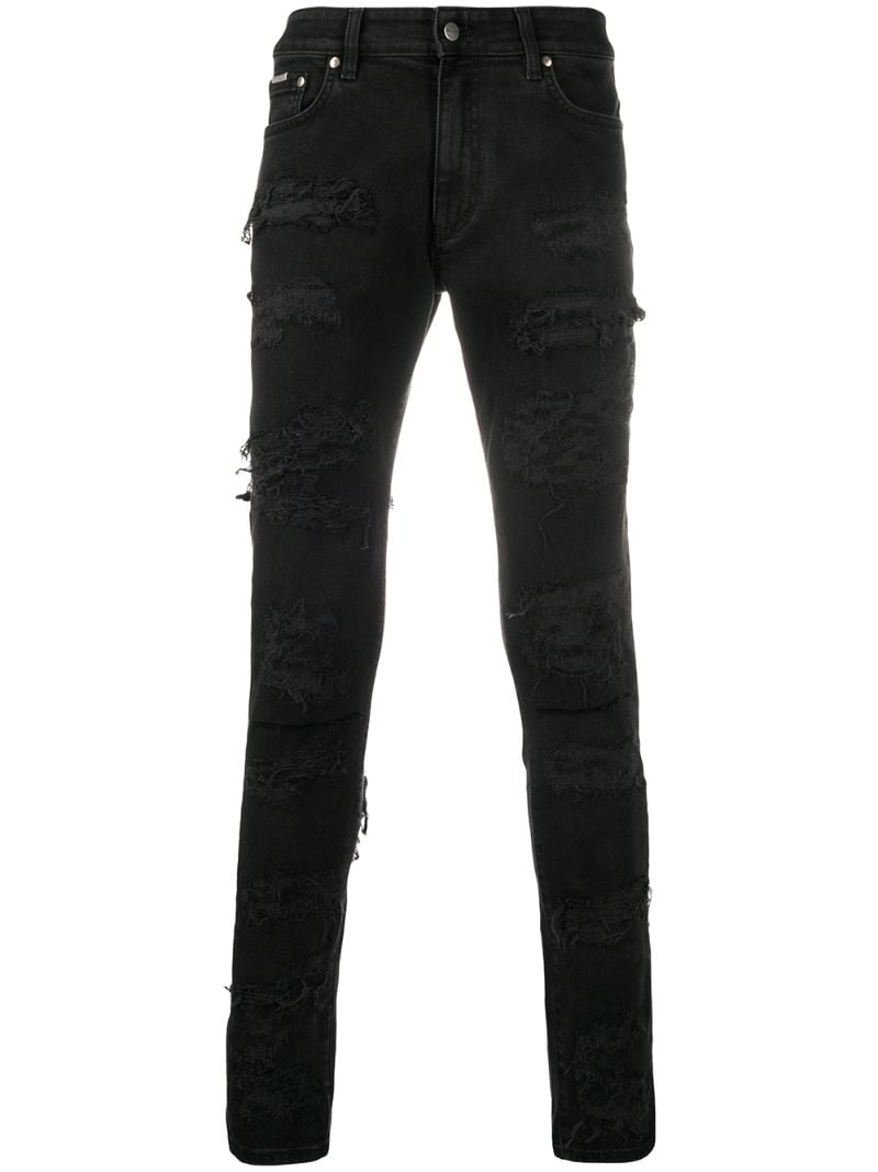 Represent Distressed Slim Fit Jeans In Black