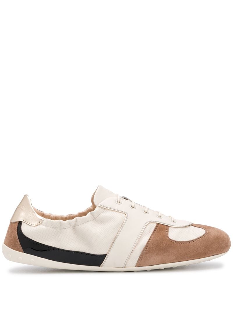 Shop Tod's Colour-block Leather Sneakers In Neutrals