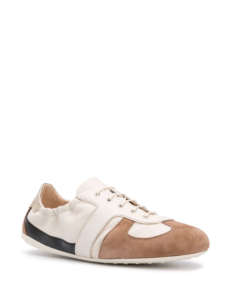 Shop Tod's Colour-block Leather Sneakers In Neutrals