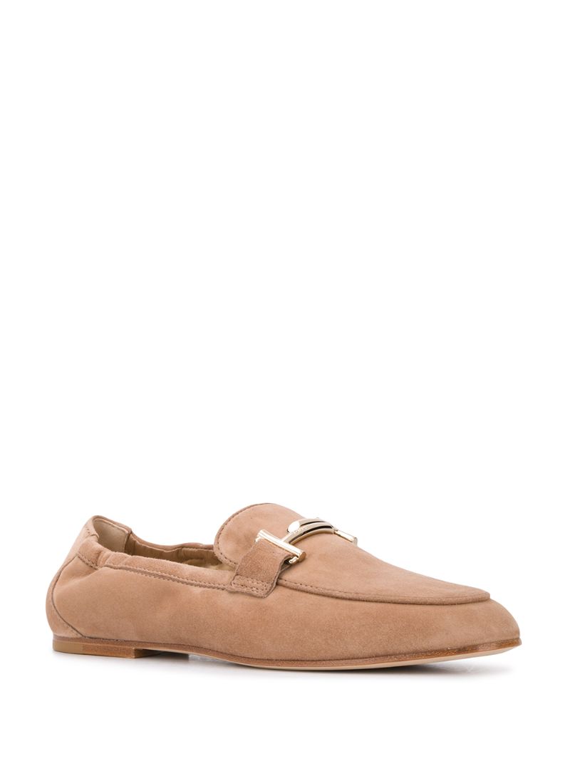 Shop Tod's Double T Suede Loafers In Neutrals