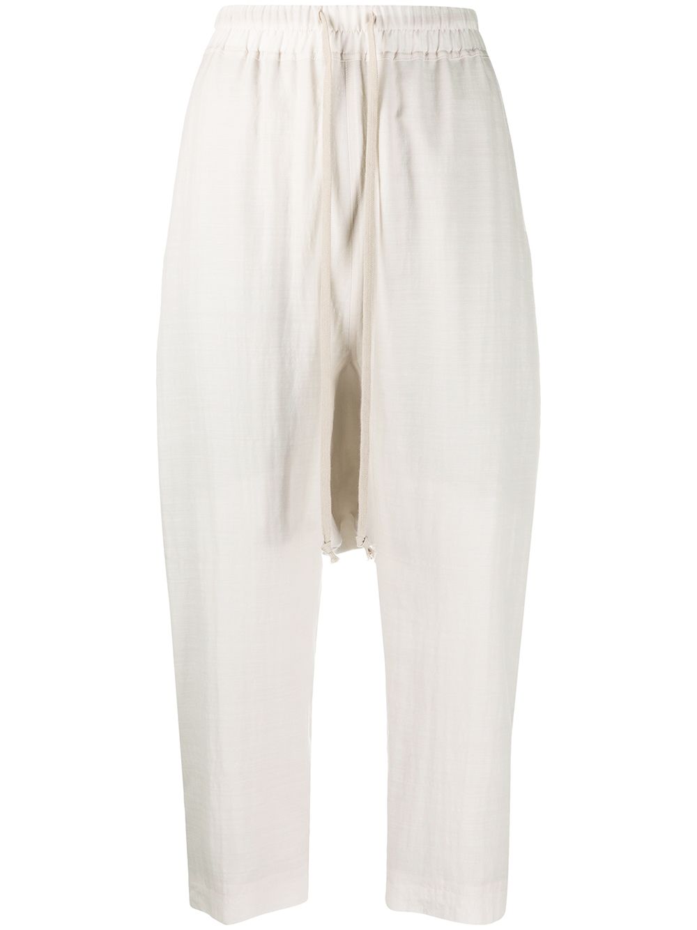 Rick Owens Cropped Elasticated Trousers In Neutrals