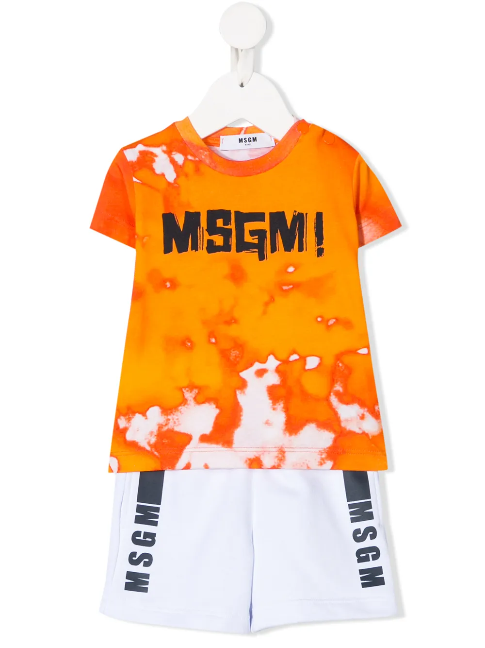 Msgm Babies' Logo Print Two Piece Set In White