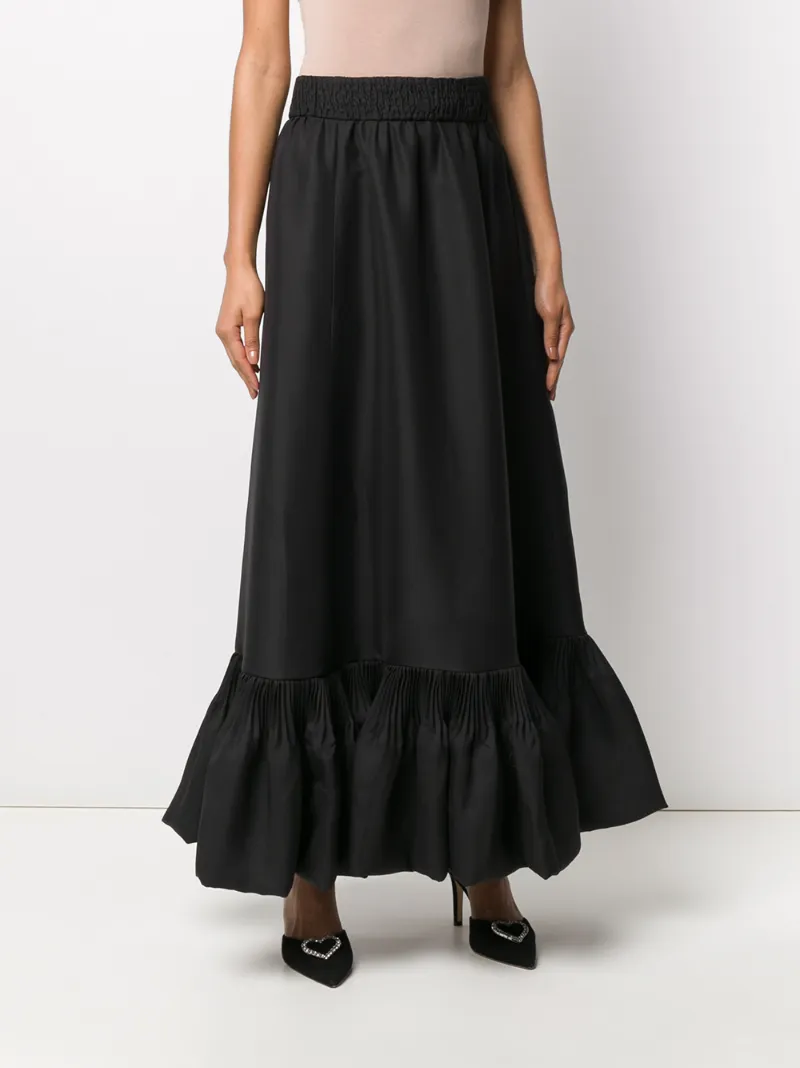 Valentino Peplum Hem Skirt In Black