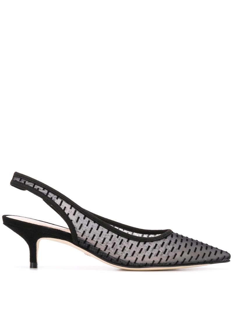 Stuart Weitzman Flock-detail Slingback Pumps In Black