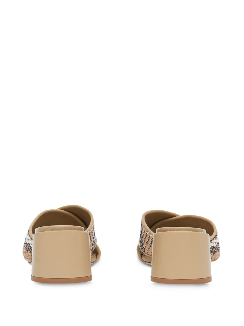 BURBERRY WOVEN-EFFECT BLOCK HEEL SANDALS