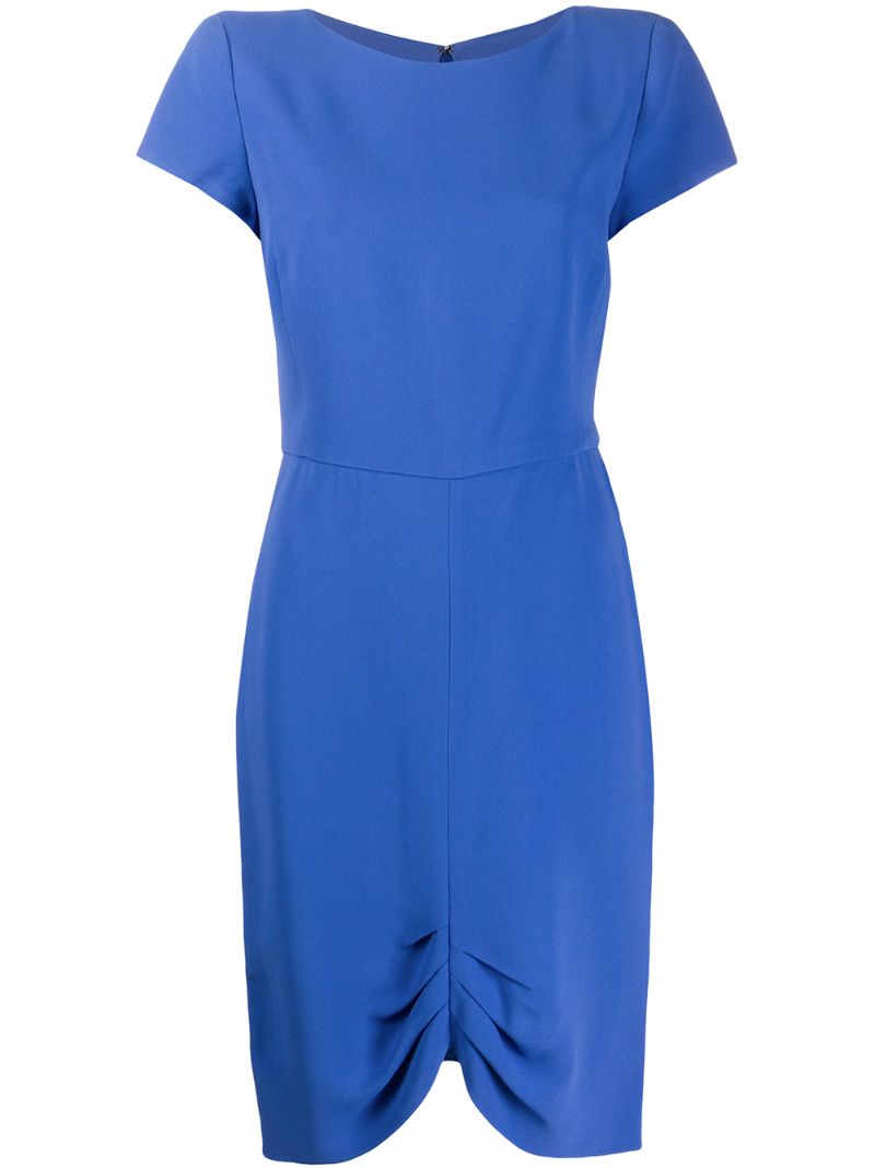 Emporio Armani Short-sleeved Ruched Dress In Blue