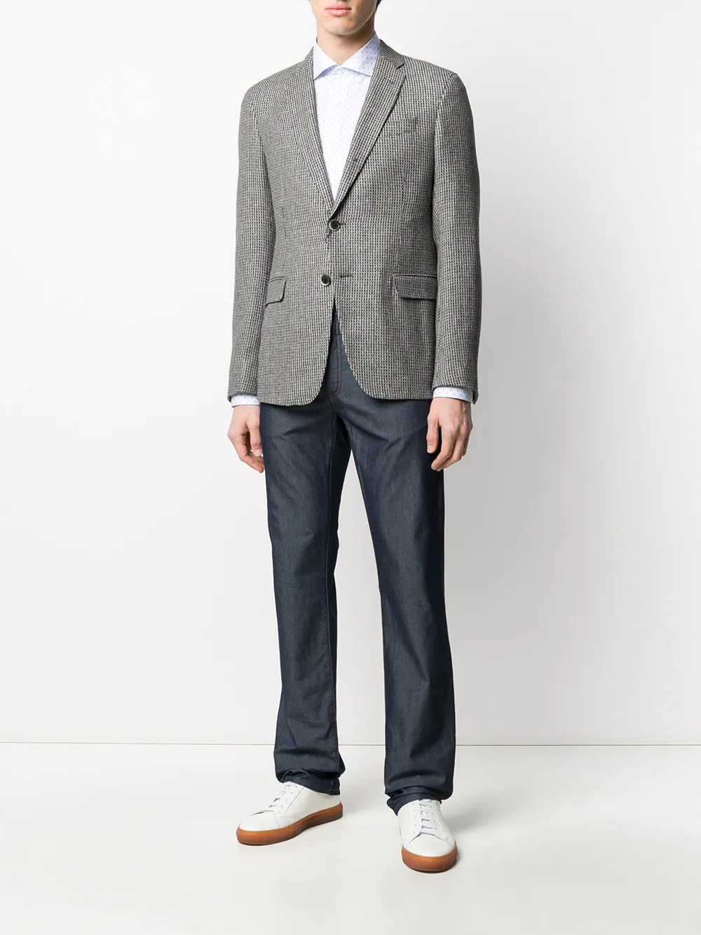 Emporio Armani single-breasted textured blazer | Blazers | Image 2