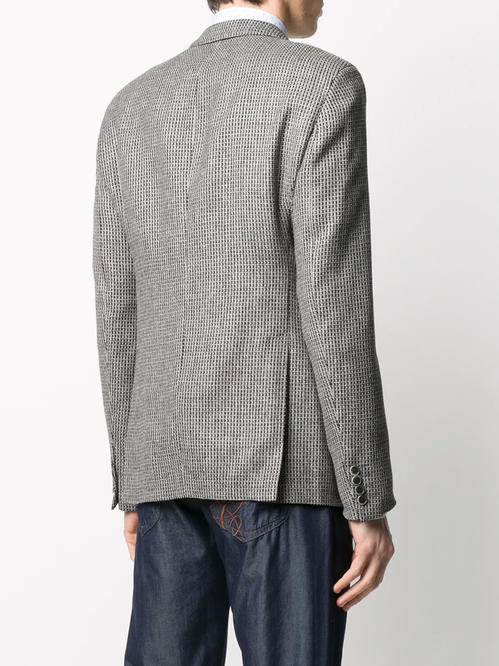 Emporio Armani Single-breasted Textured Blazer In Gray