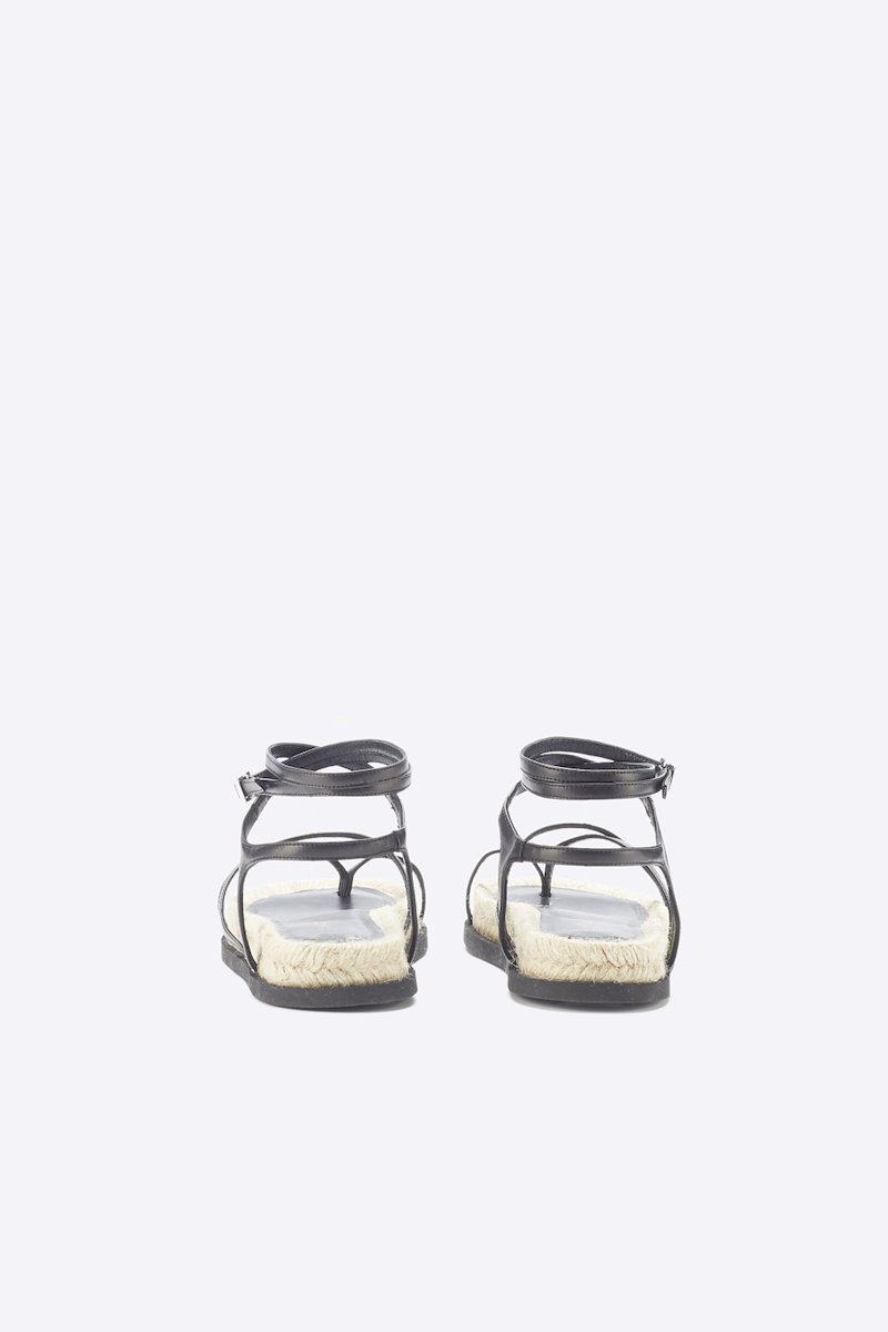 Yasmine Strappy Espadrille Sandal-black #1 Yasmine Strappy Espadrille Sandal, Black calf leather Yasmine strappy espadrille sandals from 3.1 PHILLIP LIM featuring open toe, crossover strap detail, buckle-fastening ankle strap, branded insole and flat sole.- 3