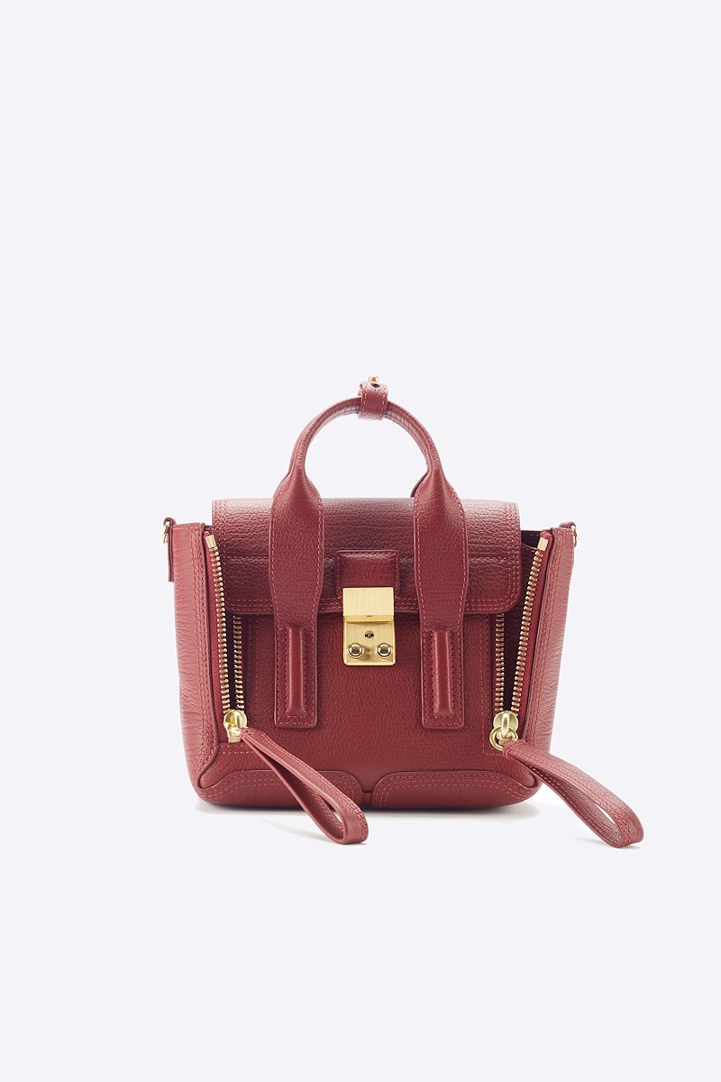 Pashli Mini Satchel-red #0 Pashli Mini Satchel, Red calf leather Pashli medium satchel from 3.1 PHILLIP LIM featuring two rounded top handles, padlock fastening, internal zip pocket and zip details.- 0