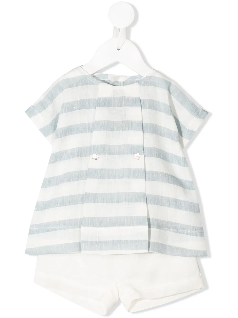 La Stupenderia Babies' Striped Top And Shorts Set In White