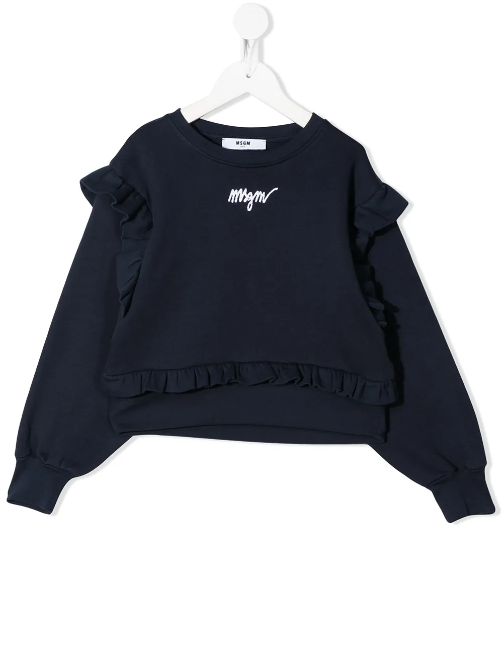 Msgm Kids толстовка с вышитым логотипом и оборками Msgm Kids толстовка с вышитым логотипом и оборками