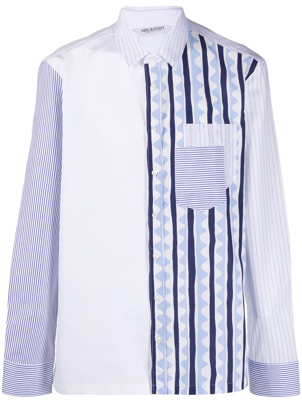 Shop Neil Barrett Patchwork Shirt In White