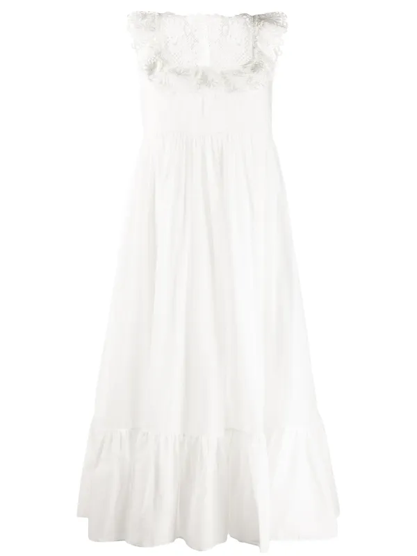 white midi embroidered dress