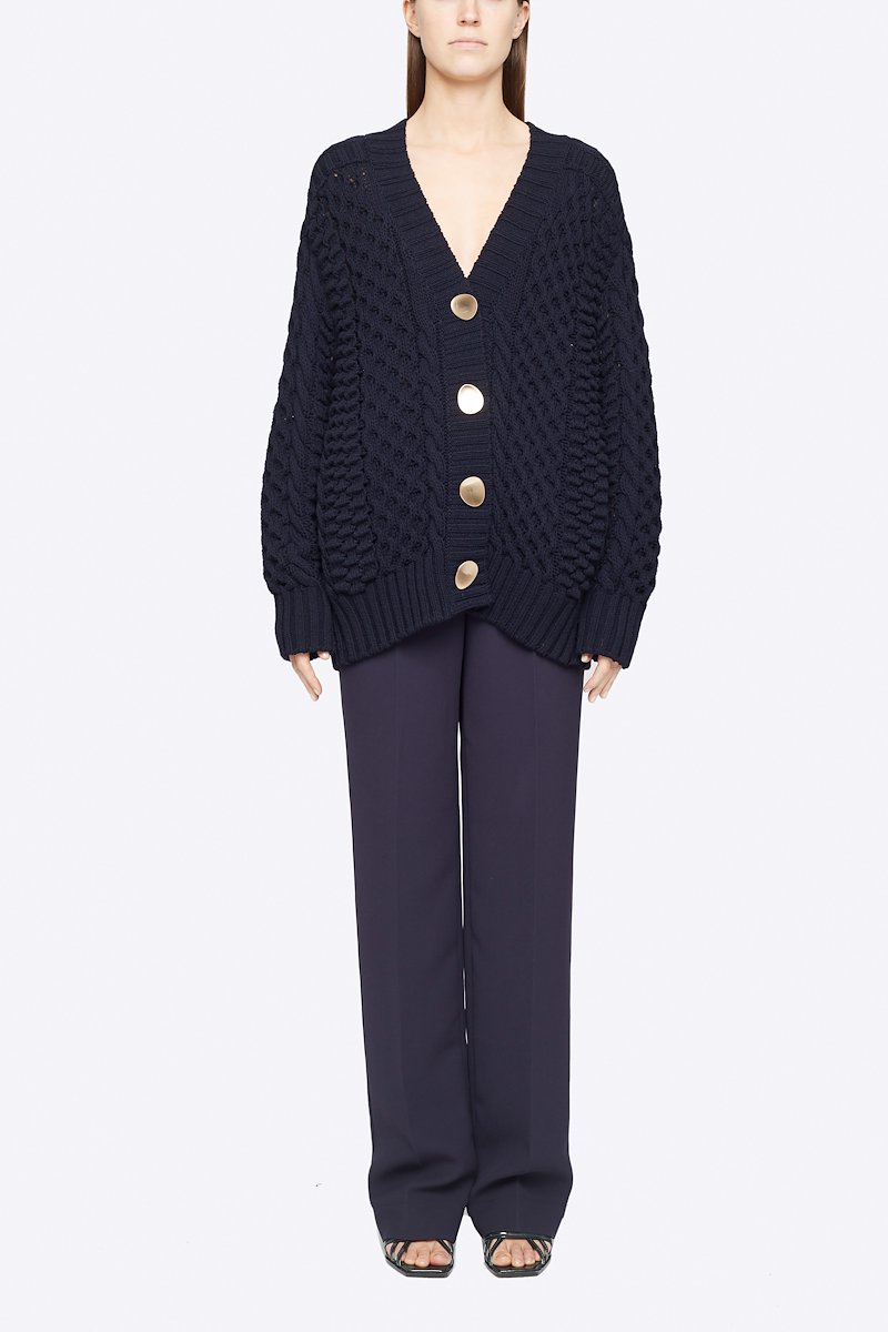 Cable Knit Cardigan in blue | 3.1 Phillip Lim Official Site