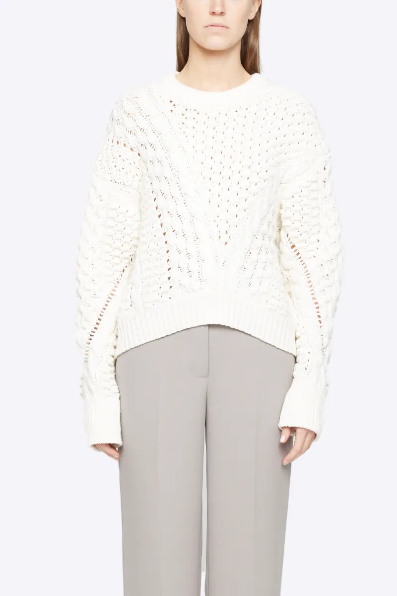 Cable Knit Crewneck Sweater in white | 3.1 Phillip Lim フィリップ