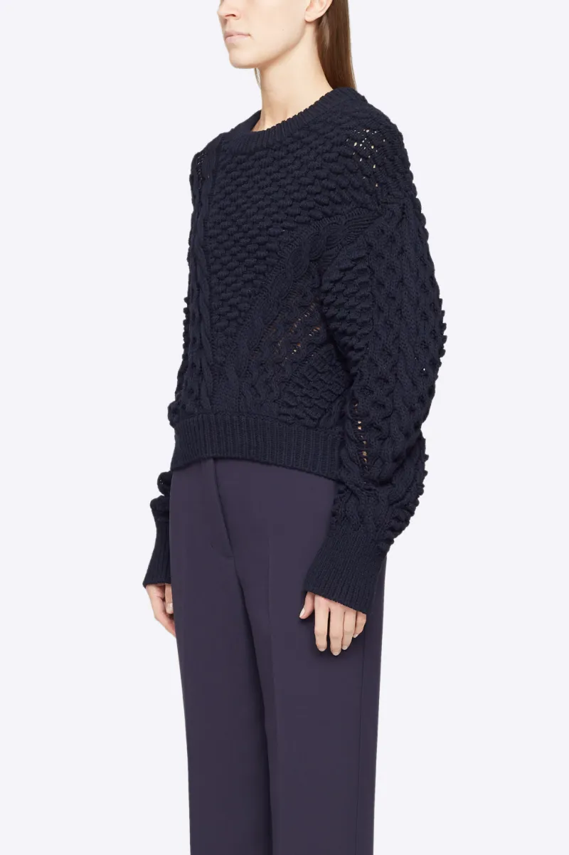 Cable Knit Crewneck Sweater in blue | 3 