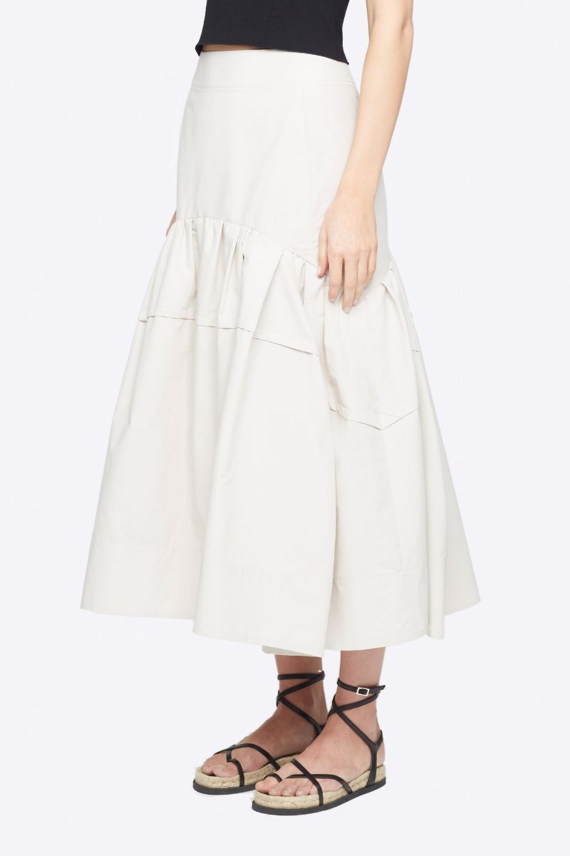 Shirred Midi Skirt in white | 3.1 Phillip Lim Official Site