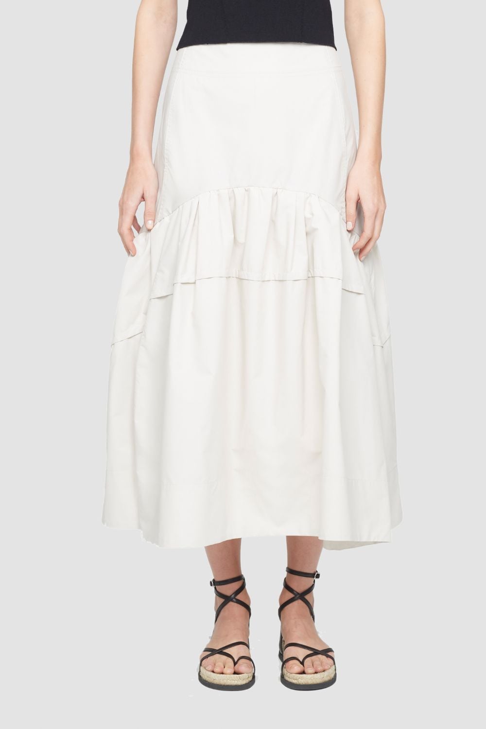 Shirred Midi Skirt in white | 3.1 Phillip Lim Official Site