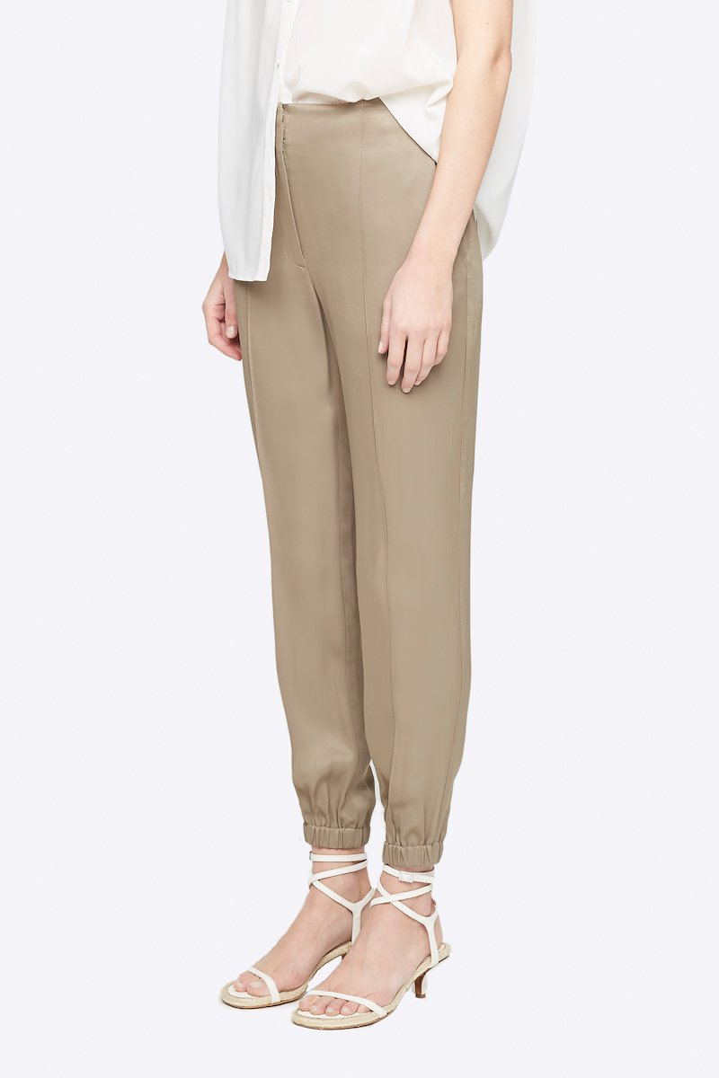 Elastic Cuff Satin Jogger-green #1 Elastic Cuff Satin Jogger, KHAKI Natural (Veg)->Cotton GHOST WB JOGGER W ELASTIC HEM from 3.1 Phillip Lim. - 1
