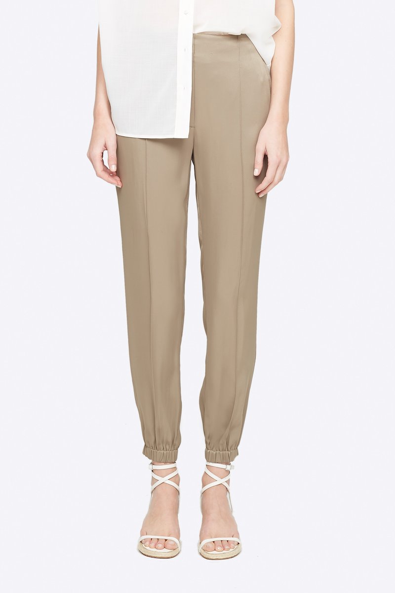 Elastic Cuff Satin Jogger-green #0 Elastic Cuff Satin Jogger, KHAKI Natural (Veg)->Cotton GHOST WB JOGGER W ELASTIC HEM from 3.1 Phillip Lim. - 0