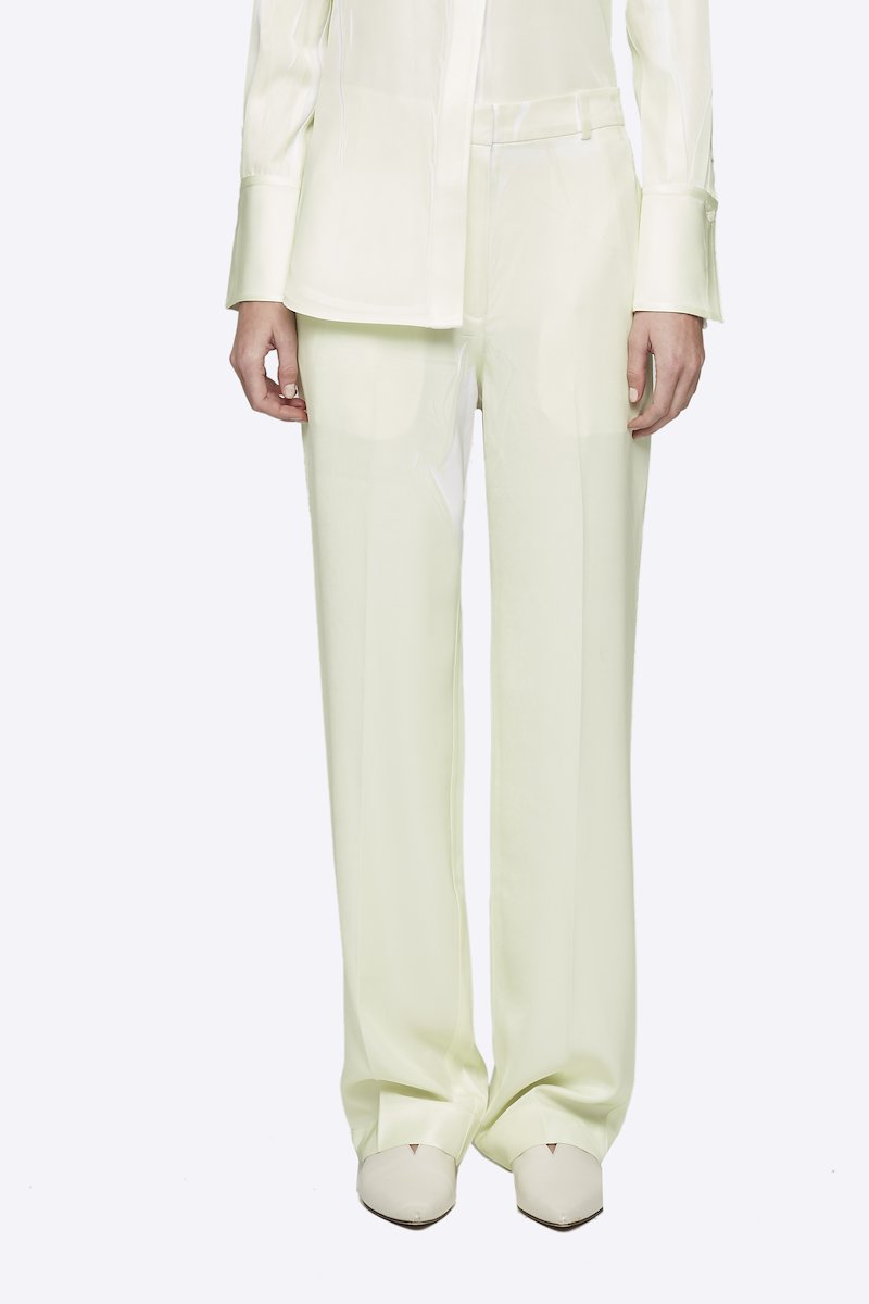 Overprinted Relaxed Fit Trouser-yellow #0 Overprinted Relaxed Fit Trouser, Elegance never goes out of style. Cut with a straight leg, these pale yellow and white tailored trousers from 3.1 Phillip Lim are the perfect choice for a sophisticated look. Make them yours - before someone else does. Featuring a high waist, belt loops, a concealed front fastening, side slit pockets, back buttoned welt pocket, a straight leg and a long length. POSITIVELY CONSCIOUS: This product is made with a certified eco-material or a recycled material that is better for the planet, so you can be confident you are choosing positively.- 2