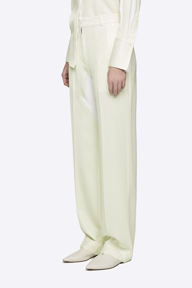 Overprinted Relaxed Fit Trouser-yellow #1 Overprinted Relaxed Fit Trouser, Elegance never goes out of style. Cut with a straight leg, these pale yellow and white tailored trousers from 3.1 Phillip Lim are the perfect choice for a sophisticated look. Make them yours - before someone else does. Featuring a high waist, belt loops, a concealed front fastening, side slit pockets, back buttoned welt pocket, a straight leg and a long length. POSITIVELY CONSCIOUS: This product is made with a certified eco-material or a recycled material that is better for the planet, so you can be confident you are choosing positively.- 3