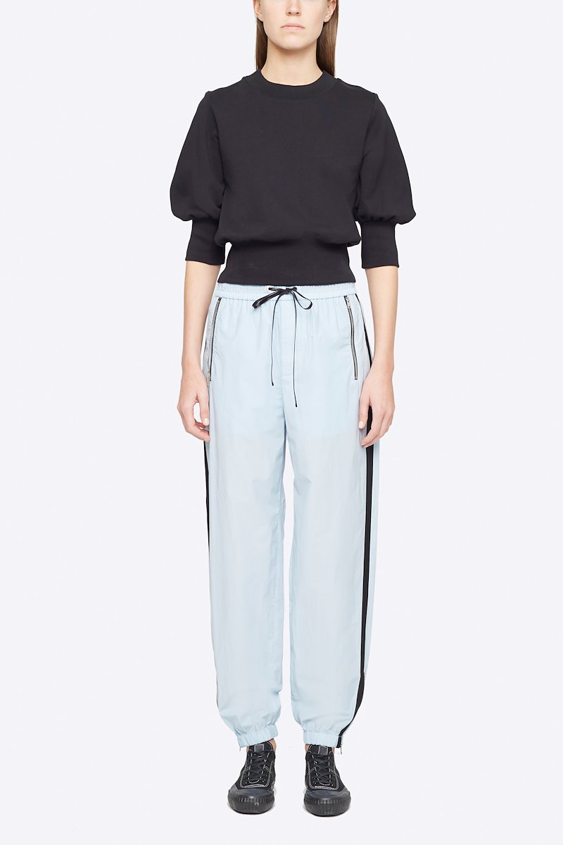Puff Sleeve French Terry Sweatshirt-black #0 Puff Sleeve French Terry Sweatshirt, Black cotton French Terry puff-sleeve sweatshirt from 3.1 PHILLIP LIM featuring crew neck, ribbed hem, ribbed cuffs and three-quarter puff sleeves.- 4