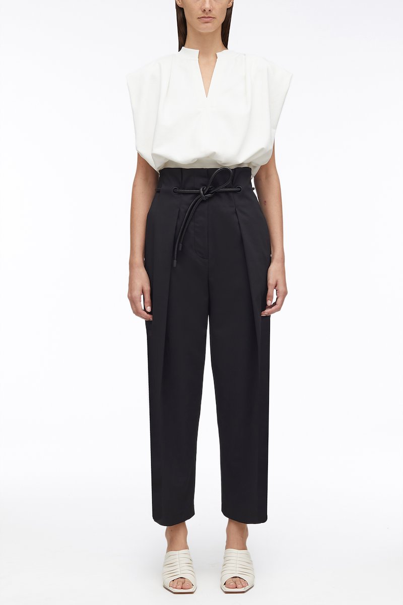 Sleeveless French Terry Top-white #0 Sleeveless French Terry Top, White cotton split-neck sleeveless top from 3.1 PHILLIP LIM featuring draped design, ribbed edge, round split neck, sleeveless, elasticated hem and straight hem.- 0
