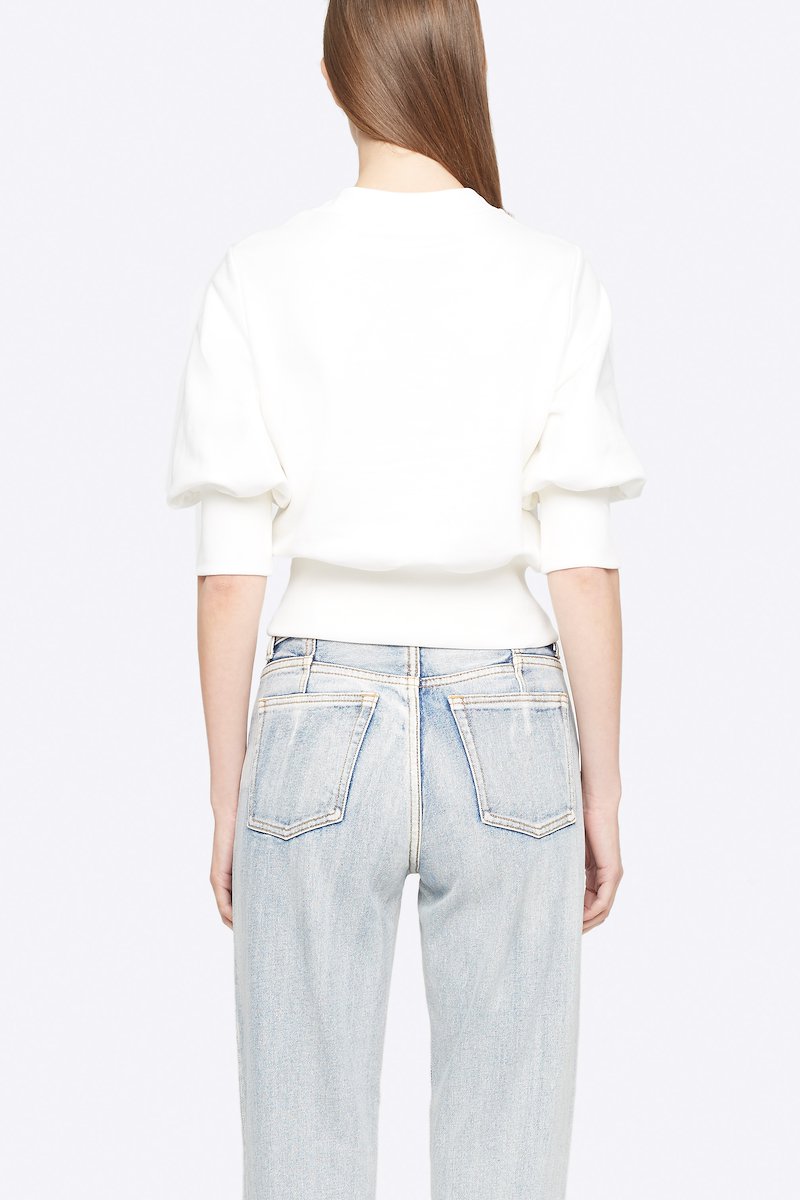 Puff Sleeve French Terry Sweatshirt-white #0 Puff Sleeve French Terry Sweatshirt, WHITE Natural (Veg)->Cotton PUFFY SLV FRENCH TERRY SWEATSHIRT from 3.1 Phillip Lim. - 2