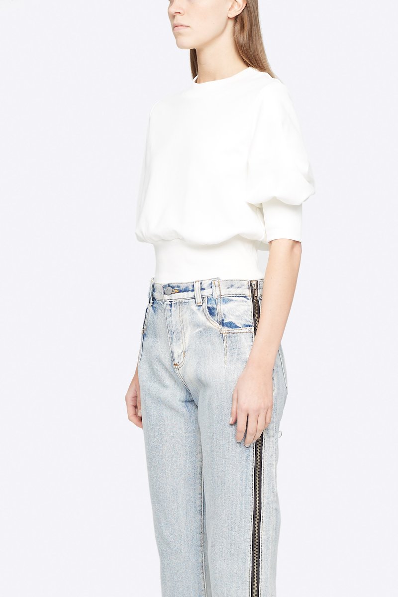 Puff Sleeve French Terry Sweatshirt-white #1 Puff Sleeve French Terry Sweatshirt, WHITE Natural (Veg)->Cotton PUFFY SLV FRENCH TERRY SWEATSHIRT from 3.1 Phillip Lim. - 1