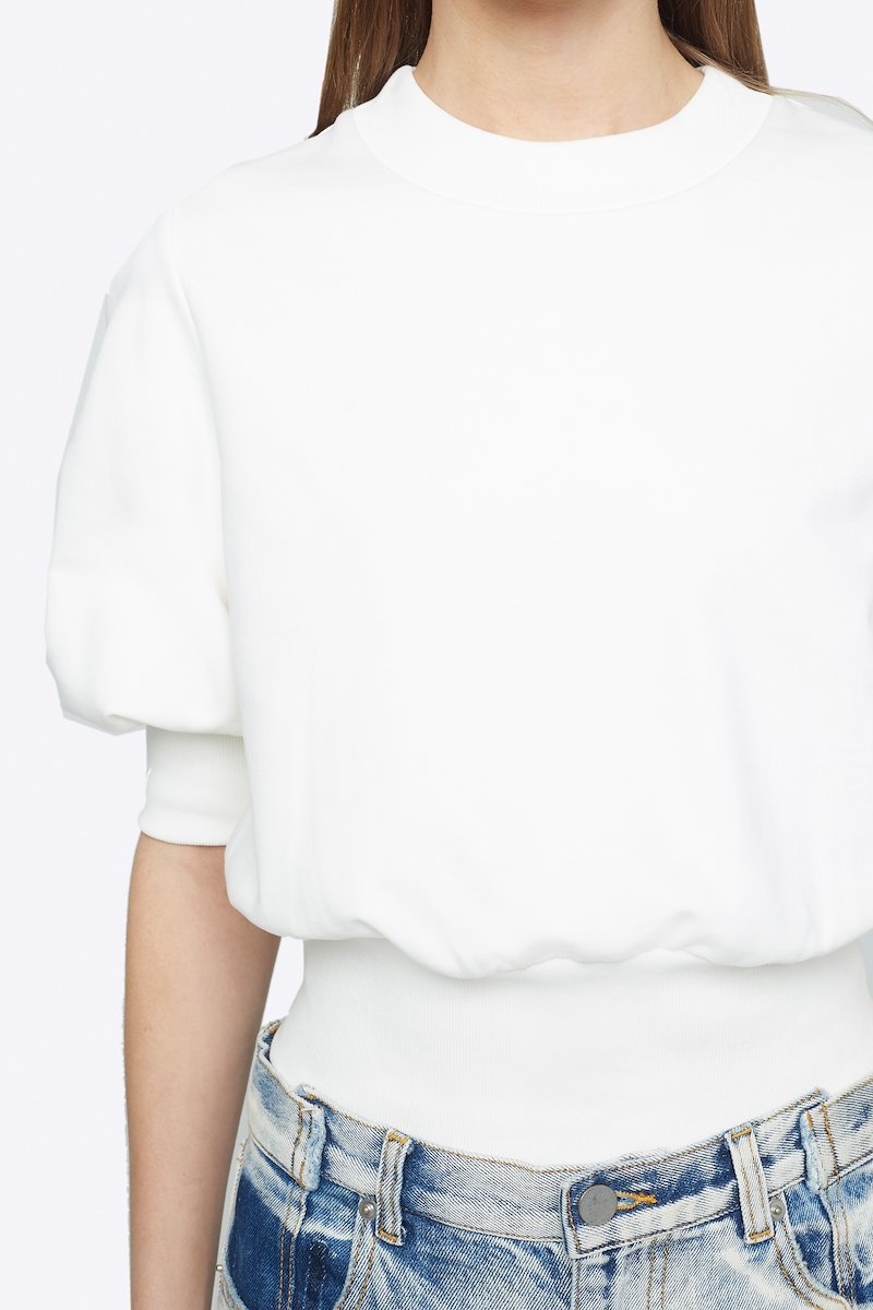 Puff Sleeve French Terry Sweatshirt-white #1 Puff Sleeve French Terry Sweatshirt, WHITE Natural (Veg)->Cotton PUFFY SLV FRENCH TERRY SWEATSHIRT from 3.1 Phillip Lim. - 3