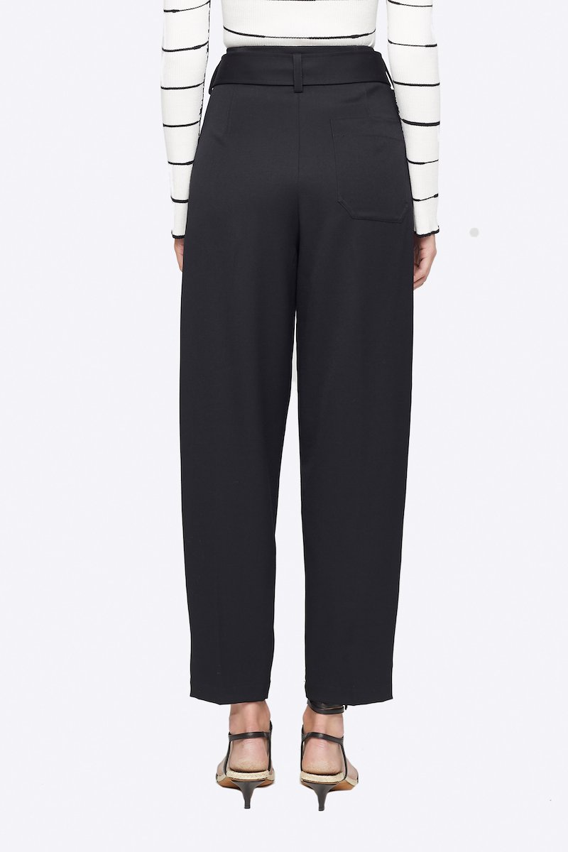 Wool Belted Utility Pant-black #0 Wool Belted Utility Pant, Black wool belted utility trousers from 3.1 PHILLIP LIM featuring high waist, belted waist, concealed front fastening, two diagonal pockets to the sides, rear patch pocket, tapered fit and cropped leg. POSITIVELY CONSCIOUS: This product is made with a material widely recognised as being better for the planet, so you can be confident you are choosing positively .- 2